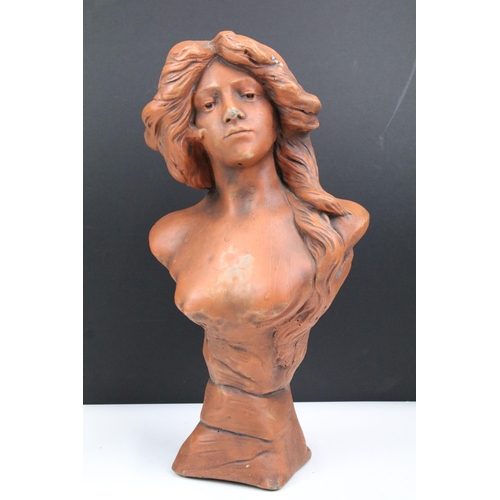 111 - Art Nouveau heavy bust of female based on Judith by Goyeau, H 45cm