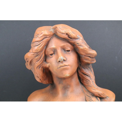 111 - Art Nouveau heavy bust of female based on Judith by Goyeau, H 45cm