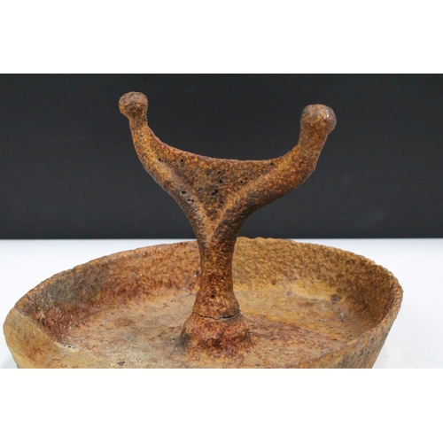 117 - 19th century cast iron boot scraper with oval tray base, 32cm long