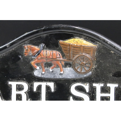 126 - Cart Shed painted cast iron sign, with two screw holes, 17 x 45cm