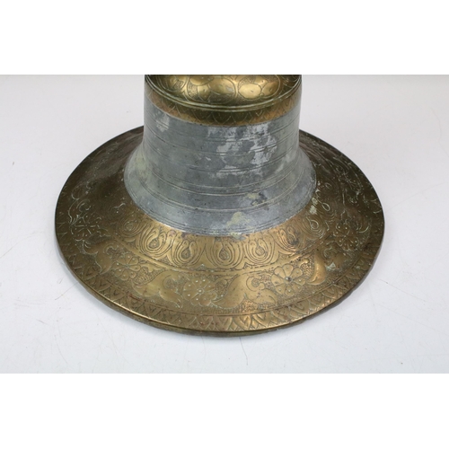 152 - Antique silvered brass hookah base, 24.5cm diameter