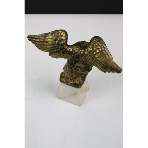 162 - Vintage 20th century gilt eagle with snake in mouth on marble base, H 18cm x W 19.5cm, D 6cm