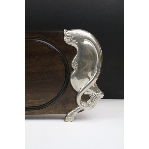 173 - French white metal and hardwood charcuterie board in the form of a bull, 61cm long