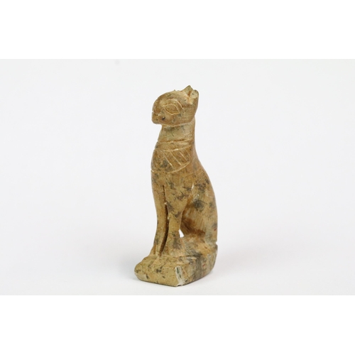 181 - An Egyptian style carved stone seated cat, height is approx 4.5cm