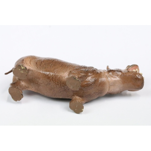 187 - A contemporary cold painted bronze hippo together with a fully hallmarked sterling silver miniature ... 