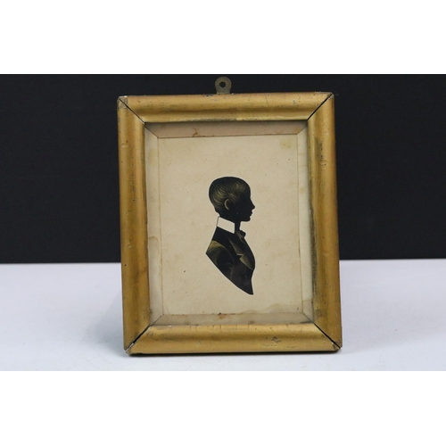 196 - Antique Victorian silhouette young man portrait picture with 'Mr Arthur Gordon - aged 12' 23rd June ... 