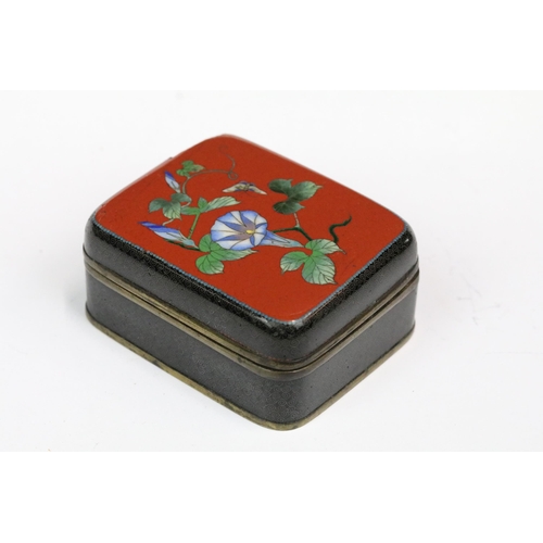 227 - A Chinese Cloisonne enamel lidded trinket box with floral decoration, approx 7cm x 5.5cm x 3cm.