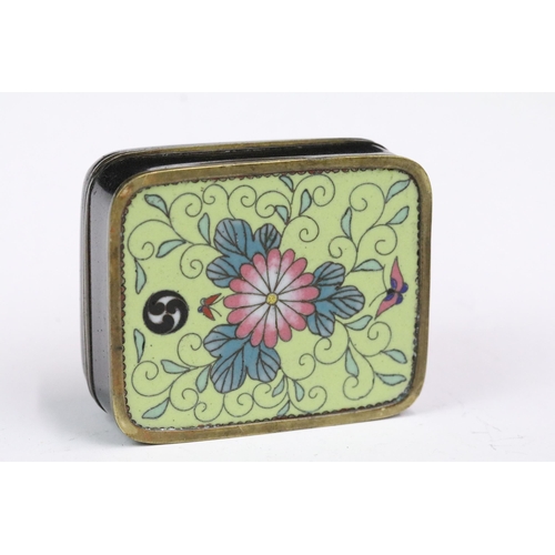 227 - A Chinese Cloisonne enamel lidded trinket box with floral decoration, approx 7cm x 5.5cm x 3cm.