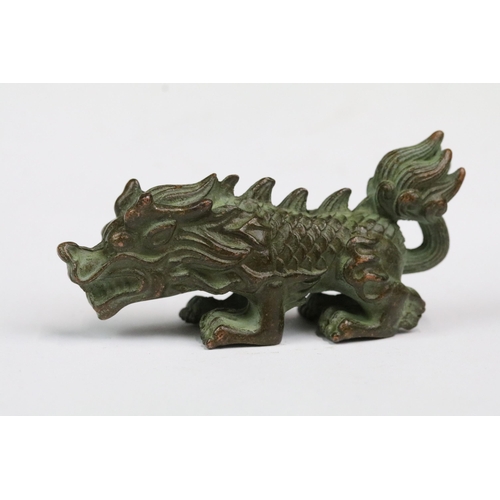 242 - A Chinese ornamental bronze dog of foo figure.