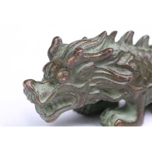 242 - A Chinese ornamental bronze dog of foo figure.