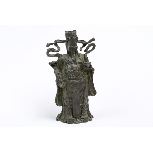 247 - A Chinese ornamental bronze god Fu Xing figure, stands approx 9cm in height.