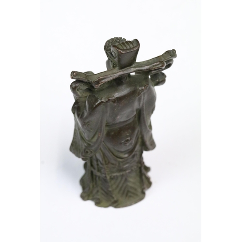 247 - A Chinese ornamental bronze god Fu Xing figure, stands approx 9cm in height.