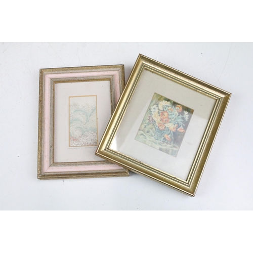 325 - Assortment of small ornate frames and pictures to include oval gilt stand frame, brass easel stand f... 