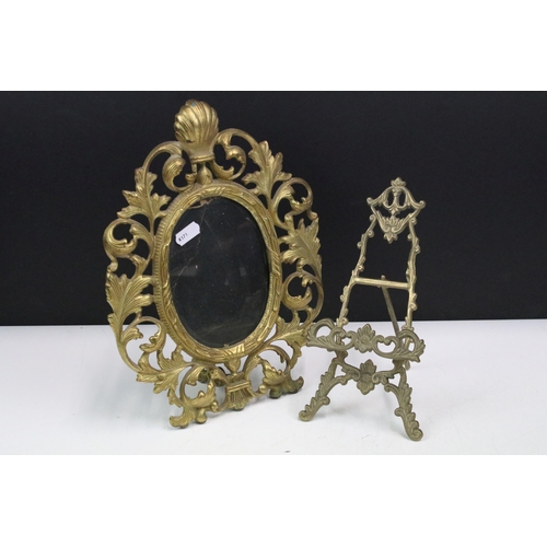 325 - Assortment of small ornate frames and pictures to include oval gilt stand frame, brass easel stand f... 