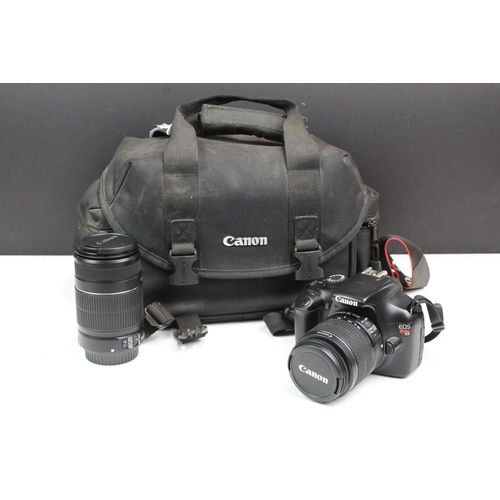 333 - Canon EOS Rebel T3, 1100D with two lenses, 18-55mm and 55-250mm in carry case