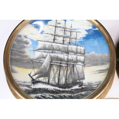 351 - Ships porthole display commemorative plates to include 'Krusenstern' (Ex Padua), Howard D. Troop and... 