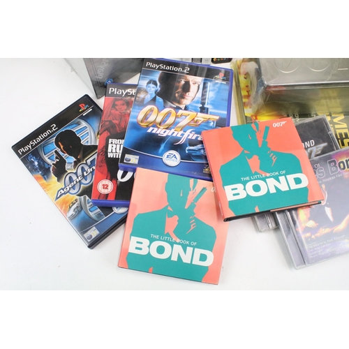 352 - Box of 007 James Bond commemorative and collectors items to include DVD's, Playstation games, Cd, bo... 