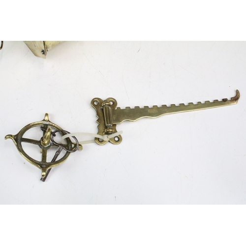 375 - 19th century John Linwood brass meat jack, bottle spit jack with tree emblem and key.