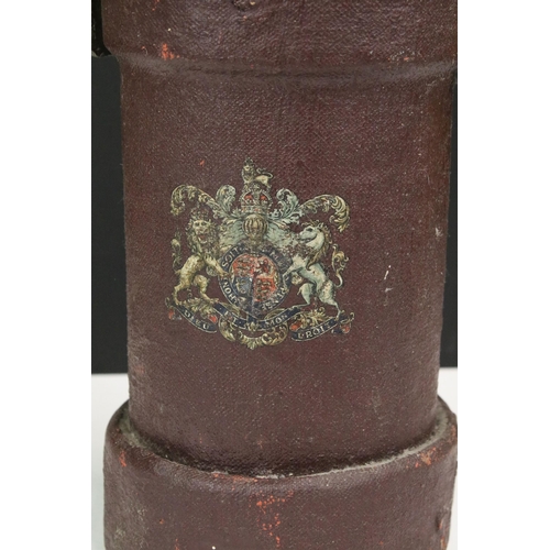 171A - First World War artillery shell carrier of canvas construction with leather carry handle and coat of... 