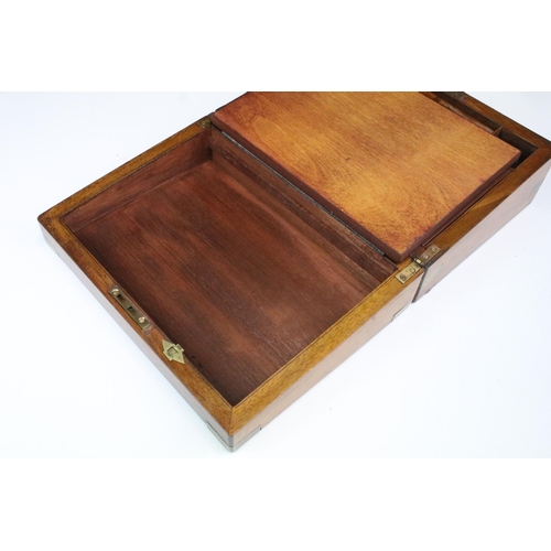 380 - Two 19th Century mahogany writing slopes to include a large threefold slope with velvet slope, and a... 