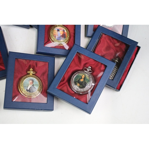 256 - A large collection of contemporary pocket watches, mostly within fitted display boxes, to include Fr... 