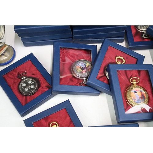 256 - A large collection of contemporary pocket watches, mostly within fitted display boxes, to include Fr... 