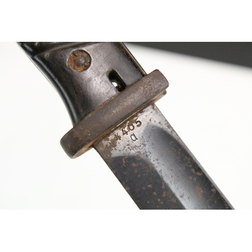 262 - A World War Two era German K98 Bayonet, maker marked Elite Diamant and together with metal scabbard.