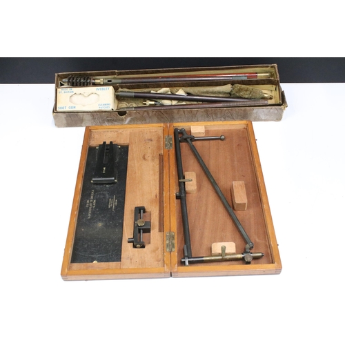 272 - A boxed Webley air rifle cleaning kit together with a Moy's patent Ellipsograph within fitted wooden... 