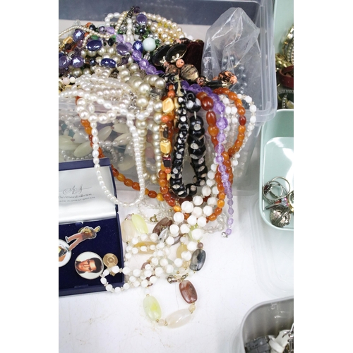 274 - A large collection of mainly contemporary costume jewellery beaded necklaces together with a quantit... 