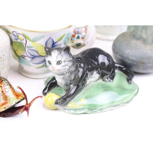 106 - Selection of antique and vintage ceramics and glass to include Clarice Cliff 'Charlotte' plate, Wedg... 