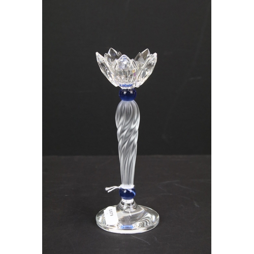 283 - Collection of Swarovski, comprising: candlestick with twisted stem, 16.5cm high, table lighter, 9cm ... 