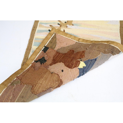 296 - A Canadian inuit tapestry together with an inuit leather dog whip with wooden handle.