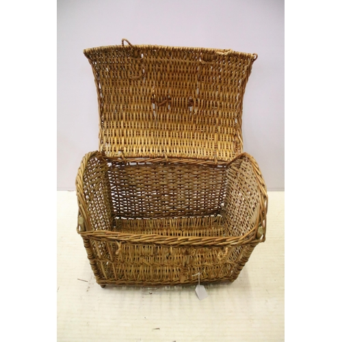 655 - Early 20th century wicker hamper animal carrier W 53cm x H40