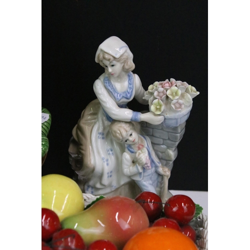 87 - Selection of ten fruit inspired ceramics to include a footed fruit basket display by All Art Trad Co... 