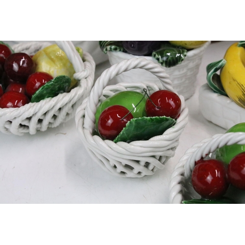 87 - Selection of ten fruit inspired ceramics to include a footed fruit basket display by All Art Trad Co... 