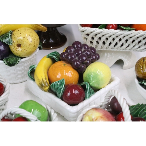 87 - Selection of ten fruit inspired ceramics to include a footed fruit basket display by All Art Trad Co... 