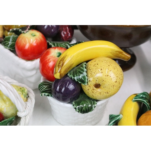 87 - Selection of ten fruit inspired ceramics to include a footed fruit basket display by All Art Trad Co... 