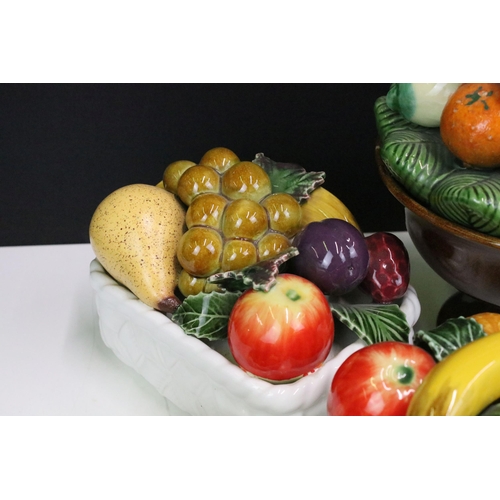 87 - Selection of ten fruit inspired ceramics to include a footed fruit basket display by All Art Trad Co... 