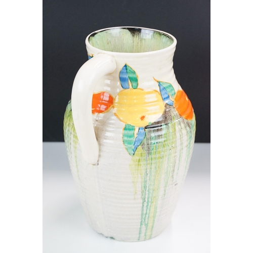 1 - Bizarre by Clarice Cliff large hand painted 'Delecia Citrus' lotus jug handled vase, stamped Provisi... 