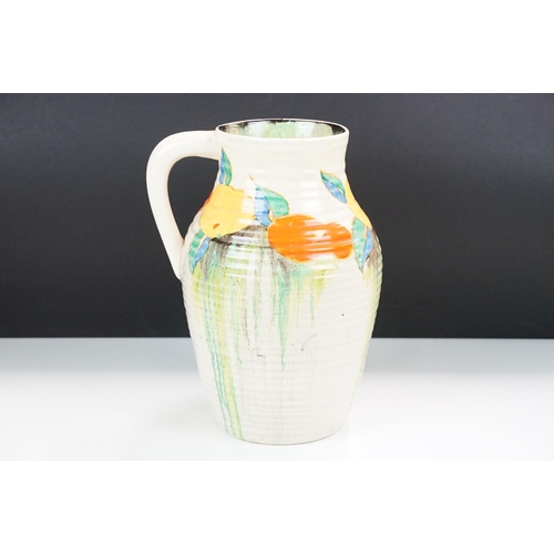 1 - Bizarre by Clarice Cliff large hand painted 'Delecia Citrus' lotus jug handled vase, stamped Provisi... 