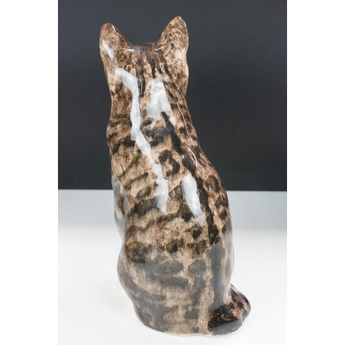 11 - Large Winstanley pottery model of a tabby cat with glass eyes, H 34cm, hand signed and marked Englan... 