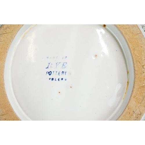 14 - Large Rye Pottery scratch design pottery bowl, H 16cm Diameter 27cm