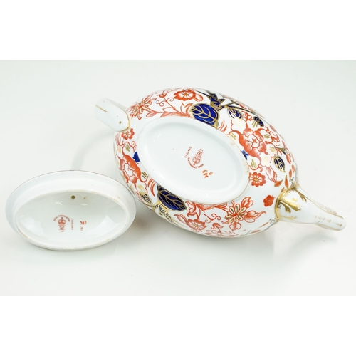 16 - Royal Crown Derby traditional Imari pattern tea set to include teapot, milk jug, lidded handled suga... 