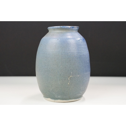 19 - Blue studio pottery vase signed A G Hopkins, Lambeth 1928 to base