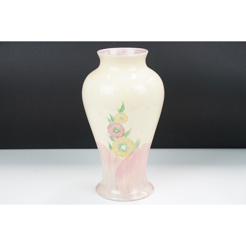 21 - Clarice Cliff 'Pink pearls' pattern baluster vase, marked to base, H 30cm