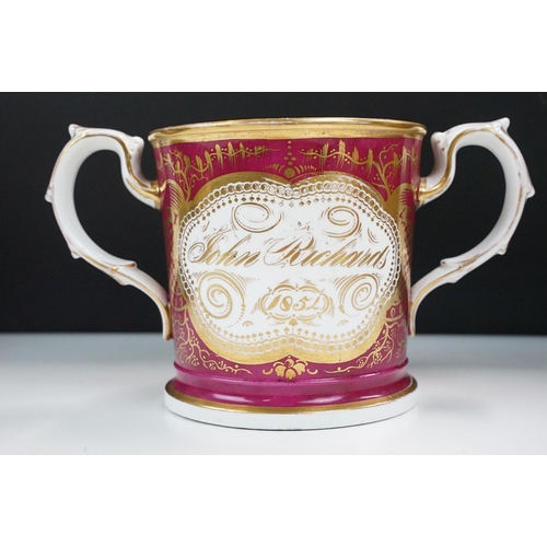 37 - A 19th Century two handled cup - John and Caroline Richards, 1854, together with John and Caroline R... 