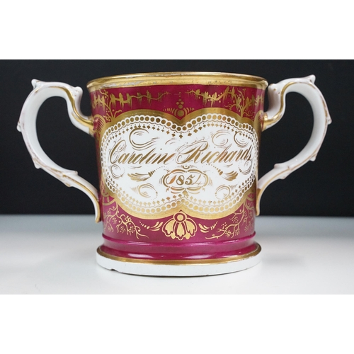 37 - A 19th Century two handled cup - John and Caroline Richards, 1854, together with John and Caroline R... 