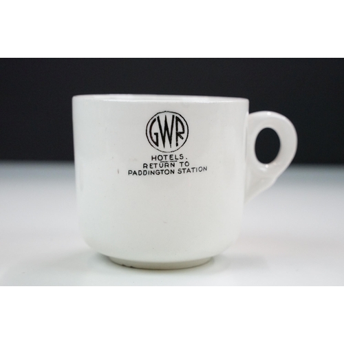 44 - GWR logo cup and saucer, recovered from Crofton Locks on Kennet and Avon Canal in 1970's together wi... 