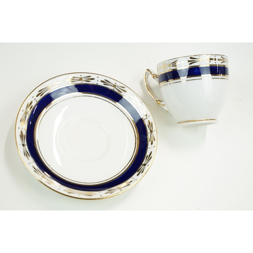 49 - Crescent and Sons China two handled cake plate with cobalt and gilt border finish, together with a c... 