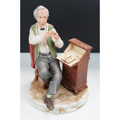 50 - Capodimonte porcelain Italian figurine of 'Il Farmacist', hand signed, together with a large chemist... 